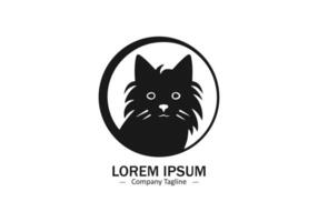 gato cara en circulo logo diseño icono silueta aislado vector