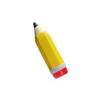 3d rendering pencil. Back to school. Stylish volumetric stationery for writing, drawing. Item for students education. Element for signing important business contracts. Plastic illustration vector