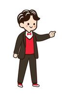 a cartoon man wearing a suit while pointing at something vector