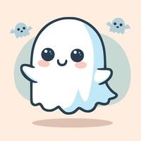 Cute Calm Ghost With Happy Expression vector