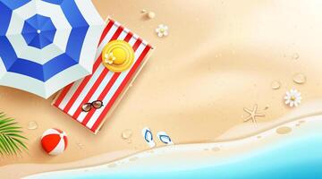 Summer holiday on sea and sand beach poster banner design background vector