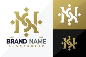 Golden Letter Ns or Sn Monogram logo design symbol icon illustration vector