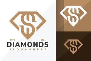 Letter S Diamond logo design symbol icon illustration vector