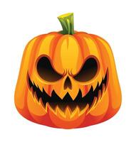 Halloween pumpkin with spooky face. Cartoon character illustration vector