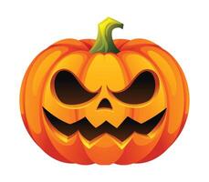 Halloween pumpkin with angry face expression. Cartoon character illustration vector