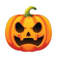 Halloween pumpkin with spooky face. Cartoon character illustration vector