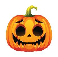 Halloween pumpkin with anxious expression. Cartoon character illustration vector