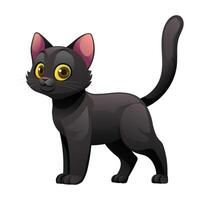 Cute black cat cartoon illustration isolated on white background vector