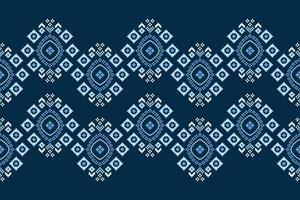 tradicional étnico motivos ikat geométrico tela modelo cruzar puntada.ikat bordado étnico oriental píxel Armada azul antecedentes. resumen, ilustración. textura, decoración, papel tapiz. vector