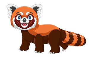 Cartoon smiling red panda on white background vector