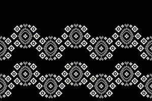 tradicional negro étnico motivos ikat geométrico tela modelo cruzar puntada.ikat bordado étnico oriental píxel negro fondo.abstracto, ilustración. textura, decoración, papel tapiz. vector
