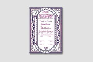 Islamic Marriage Certificate Design Or Muslim Wedding Desgin Template vector