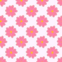Seamless pattern with pink flowers. Spring and summer floral background. Design for wallpaper, wrapping paper, background, fabric. flat illustration. vector