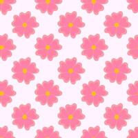 Seamless pattern with pink flowers. Spring and summer floral background. Design for wallpaper, wrapping paper, background, fabric. flat illustration. vector