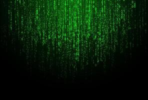 Green digital code rain in a Matrix inspired futuristic style. High-tech backdrop with glowing binary characters vector