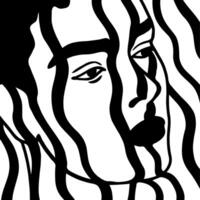 Abstract monochrome portrait with fluid lines vector