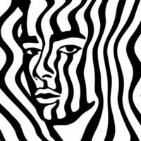 Abstract monochrome portrait with fluid lines vector