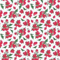 Seamless endless pattern of flowers Oleandr. Illustration in hand drawn style. Can be used to create packaging, covers, backgrounds, cards, textiles, clothing, souvenirs and much more. vector