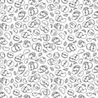 Seamless endless pattern of apples. Illustration in hand drawn style. Can be used to create packaging, covers, backgrounds, cards, textiles, clothing, souvenirs and much more. vector