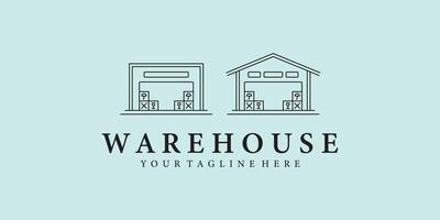 warehouse logo line art illustration design, modern line art style warehouse logo icon illustration vector