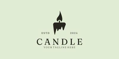 candle light vintage simple retro minimalist logo illustration design vector