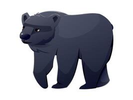 Cute black bear baribal on four legs. isolated cartoon illustration of wild forest animal. vector