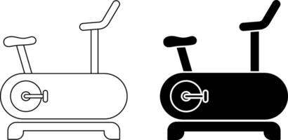 side view stationary bicycle icon set vector