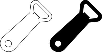 outline silhouette bottle opener icon set vector