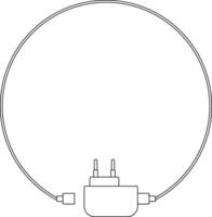Mobile phone charger with rounded usb cable frame vector