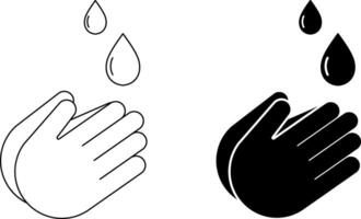 outline silhouette wash hands icon set vector