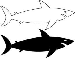 side view shark icon set vector
