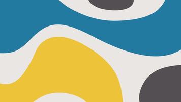 Retro abstract design with yellow, blue and grey wavy stripes in beige background. Simple artistic backdrop vector