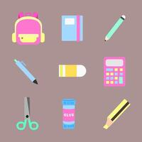 school supplies icons set illustration vector