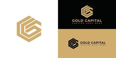 Abstract initial hexagon letters GC or CG logo in gold color isolated on multiple background colors. The logo is suitable for accounting and financial company logo design inspiration templates. vector