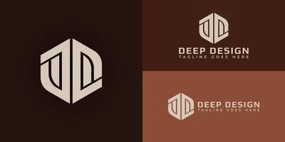 Abstract initial hexagon letters D or DD logo in luxury gold color isolated on multiple background colors. The logo is suitable for artisan tile company logo design inspiration templates. vector