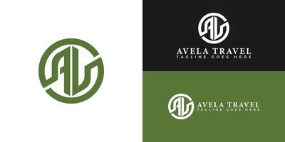 Abstract initial circle letter AV or VA logo in green color isolated on multiple background colors. The logo is suitable for transportation and travel company logo design inspiration templates. vector