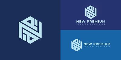 Abstract initial hexagon letters NP or PN logo in soft blue color isolated on multiple background colors. The logo is suitable for accounting and financial company logo design inspiration templates. vector