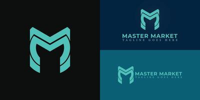 Abstract initial lines letter M or MM logo in blue color isolated on multiple background colors. The logo is suitable for marketing communication business logo design inspiration templates. vector