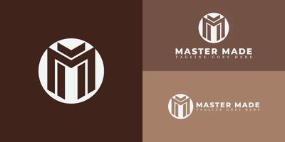 Abstract initial circle letter M or MM logo in white color isolated on multiple background colors. The logo is suitable for furniture-flipping business logo design inspiration templates. vector
