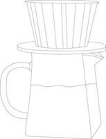 café fabricación de cerveza. realista vaso matraz para alternativa Café exprés preparación método, metal tetera y papel filtros 3d barista equipo para hogar y café en transparente antecedentes aislado conjunto vector