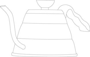 Kettle line art. Teapot logo. Kettle with handle isolated on white background line art style icon vector