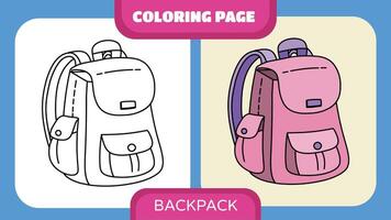 colorante página para niños mochila vector