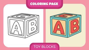 colorante página para niños juguete bloques vector