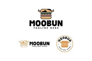 burger with cow shape logo design for food and restaurant business vector