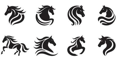 Minimalist horse set. Logo silhouette on white background vector