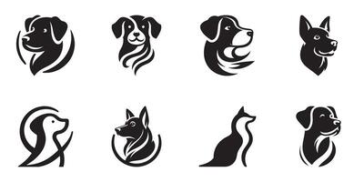 Minimalist dogs set. Logo silhouette on white background vector