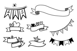 Black and White Ink Ribbons. Hand made Objects for Design. vector