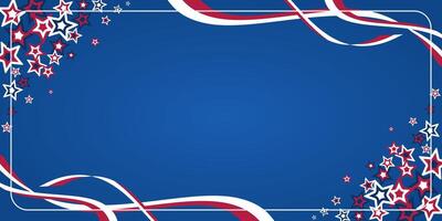 American independence day background, with stars and ribbon decoration. design free copy space area. template for banner, greeting card, poster vector