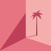 A pink wall with a palm tree shadow on it vector