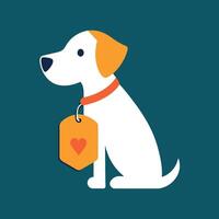 un perro con un etiqueta, simbolizando el importancia de adoptando mascotas desde refugios vector